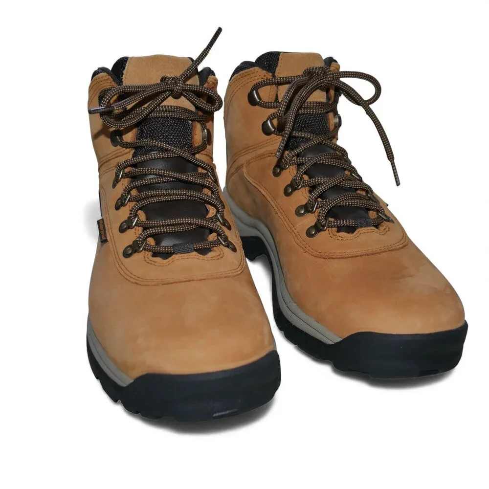 Timberland Mens Waterproof Mid Hiking Boots Size 13 Wheat Nubuck White Ledge NEW